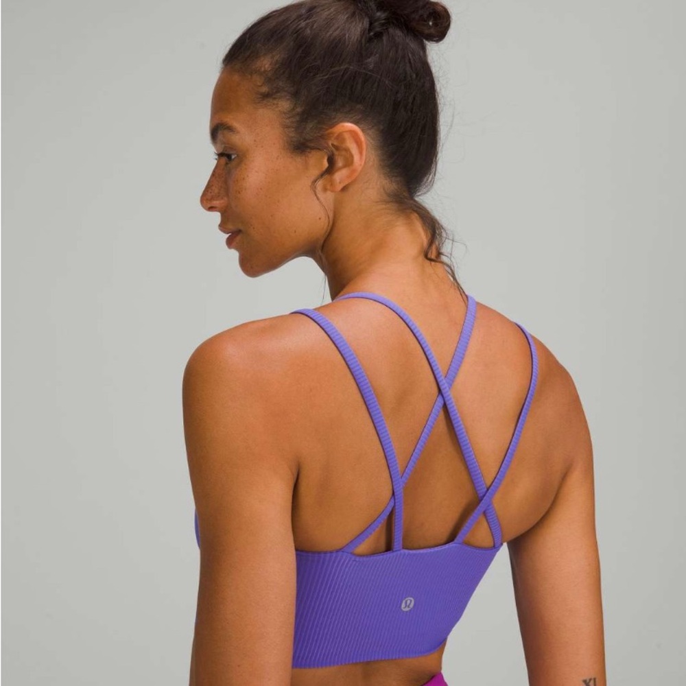 Lululemon Like a Cloud Ribbed Longline Bra Chared Indigo B/C Size 4 Yoga